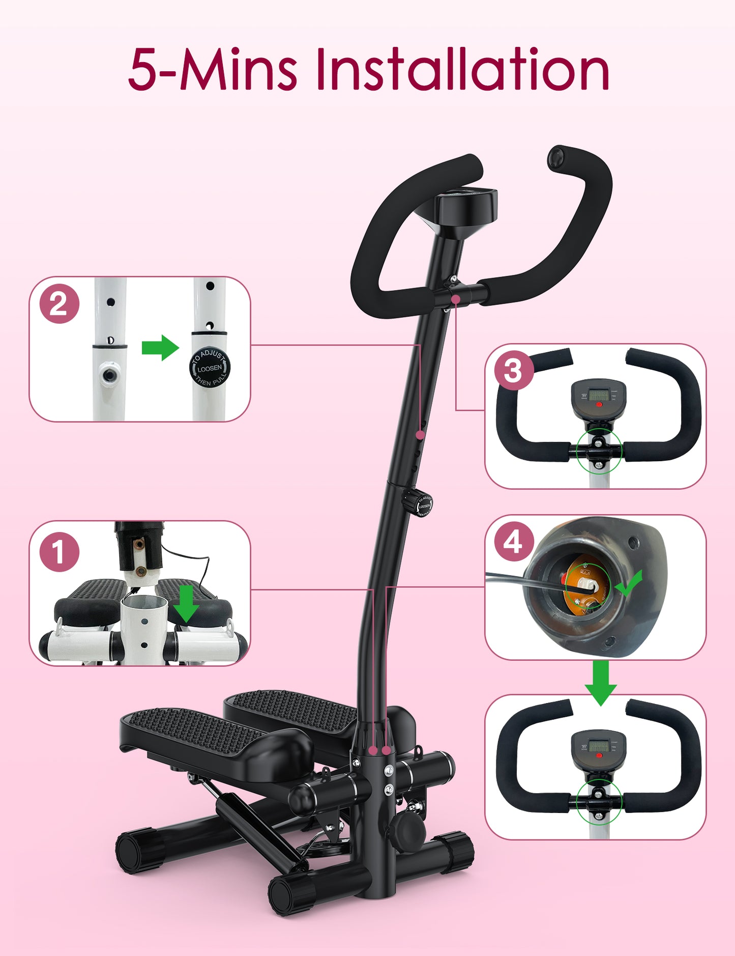 Stepper with handles,Our Ultra-Quiet Stepper with Handles Makes Leg Day a Breeze for Beginners, Seniors, and Busy Adults