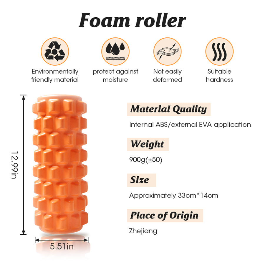 Textured Foam Roller for Muscle Massage - Medium Density Back Foam Roller for Back Pain Relief and Muscle Recovery in Legs and Arms Hollow Foam Roller for Muscle Exercise by