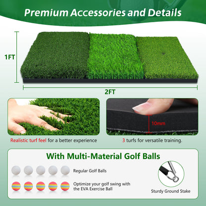 Complete Golf Practice Set: Cobito 10x7ft Golf Net with Tri-Turf Mat, Balls, Tee & Carry Bag - Ideal for Backyard or Indoor/Outdoor Swings - Perfect Gift for Golf Enthusiasts