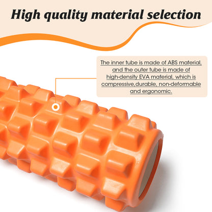 Textured Foam Roller for Muscle Massage - Medium Density Back Foam Roller for Back Pain Relief and Muscle Recovery in Legs and Arms Hollow Foam Roller for Muscle Exercise by