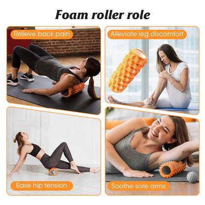 Textured Foam Roller for Muscle Massage - Medium Density Back Foam Roller for Back Pain Relief and Muscle Recovery in Legs and Arms Hollow Foam Roller for Muscle Exercise by