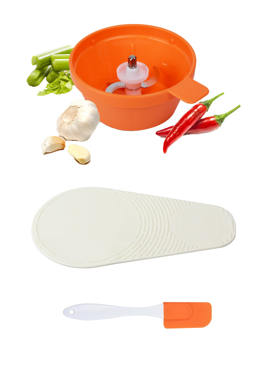 Electric Food Chopper, Mini Vegetable Garlic Chopper Food Processor with 3 Extra Bowls and Silicone Scraper, 600 mL