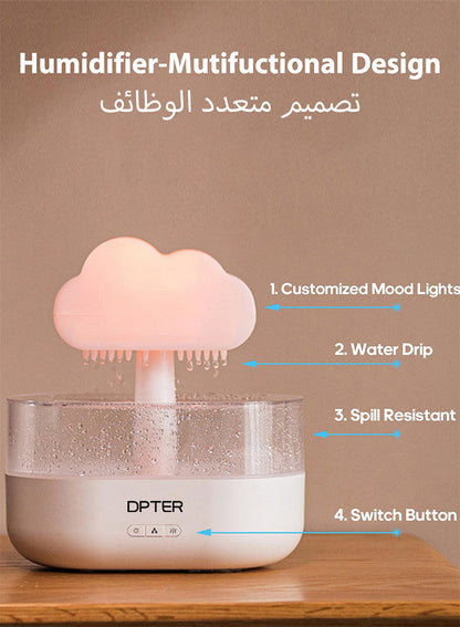 DPTER Rain Cloud Fragrant Oil Humidifier, Water Drip Aromatherapy Essential Oil Diffuser with 7 Colors Changing Atmosphere Lamp