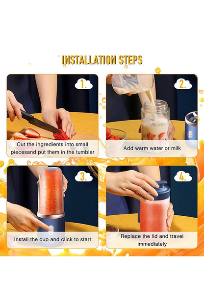 Portable Blender, Blender Juicer Juice Cup Fruit Blender Portable Fruit Cup, USB Rechargeable Personal Size Juice Cup, Personal Blender for Smoothies and Smoothies, 300ml Travel Juice Cup